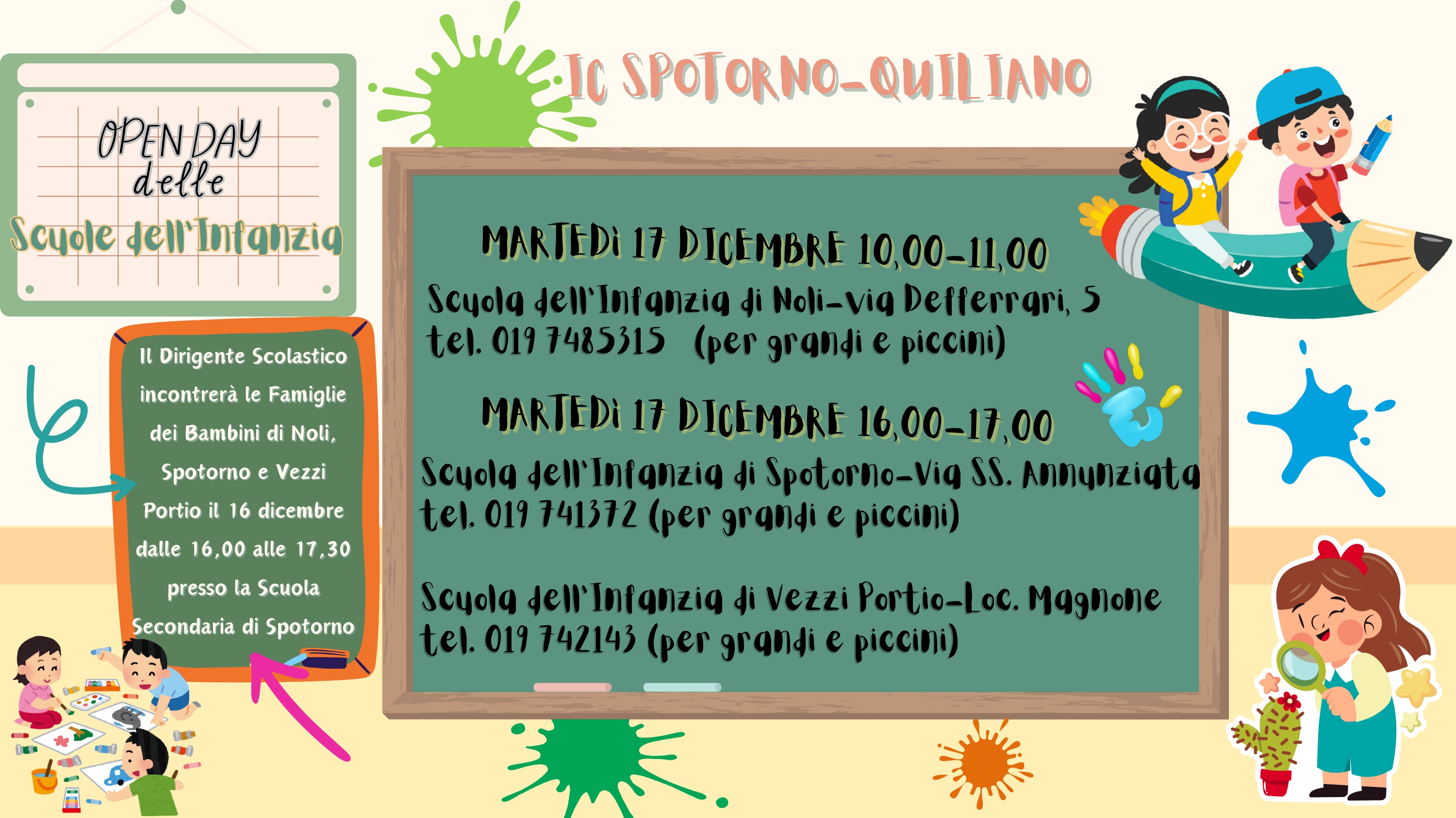 Open Day scuola dell'infanzia - martedì 17 dicembre